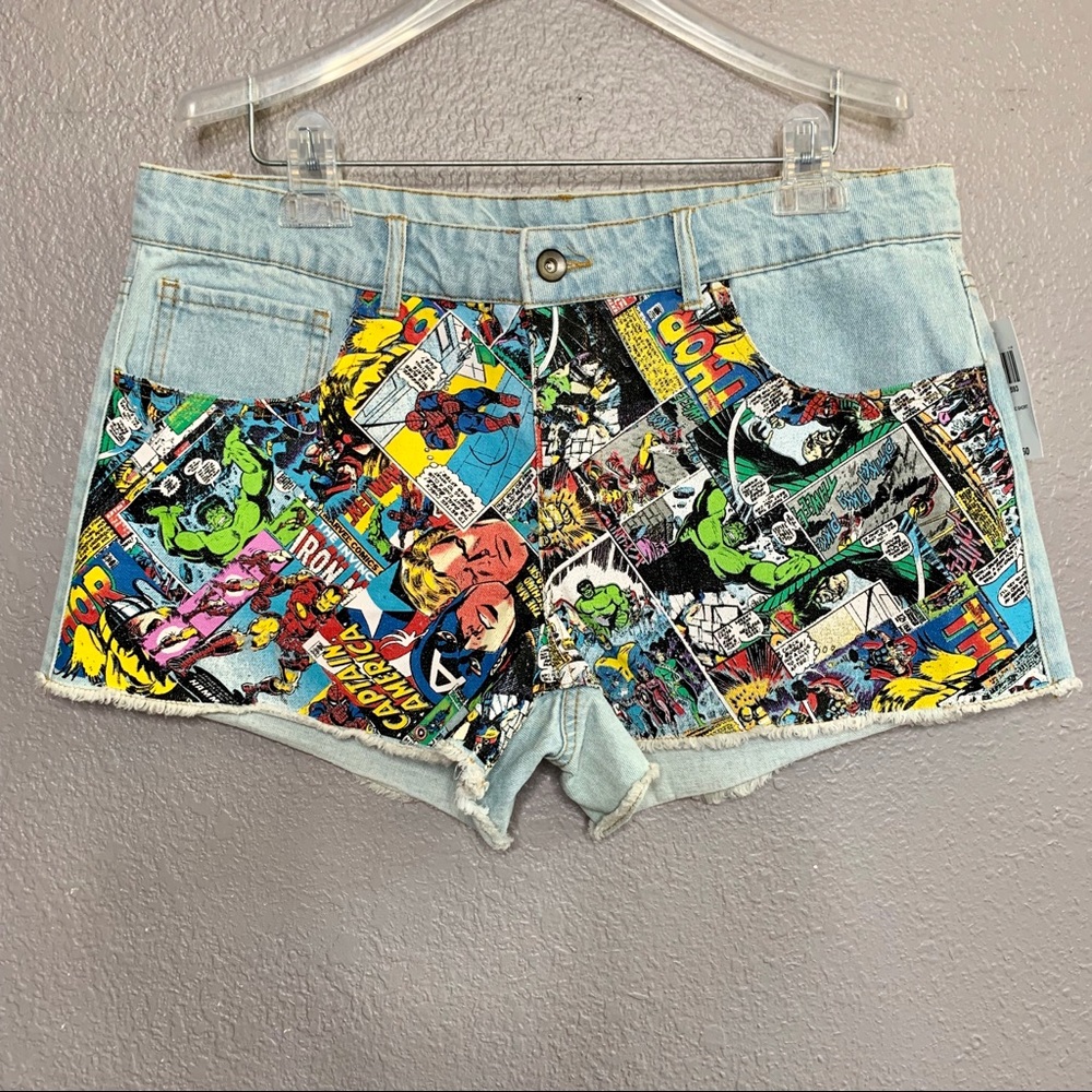 Marvel Heroes Jean Shorts Light Wash Denim